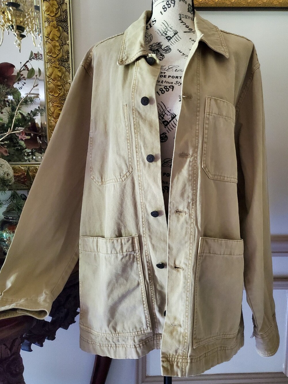 Madewell Men's Garment Dyed Lightweight Canvas Chore Jacket Khaki Tan Sz L